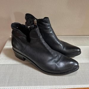 Hundred 100 Ankle Boots Black Leather Almond Toe Size 39.5/ US 9.5